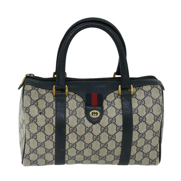 GUCCI GG Supreme Sherry Line Hand Bag PVC Navy Red 40 02 006 Auth 69897 - Picture 13 of 16